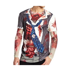  Maglietta con maniche lunghe effetto pelle zombi fotorealistic unisex 